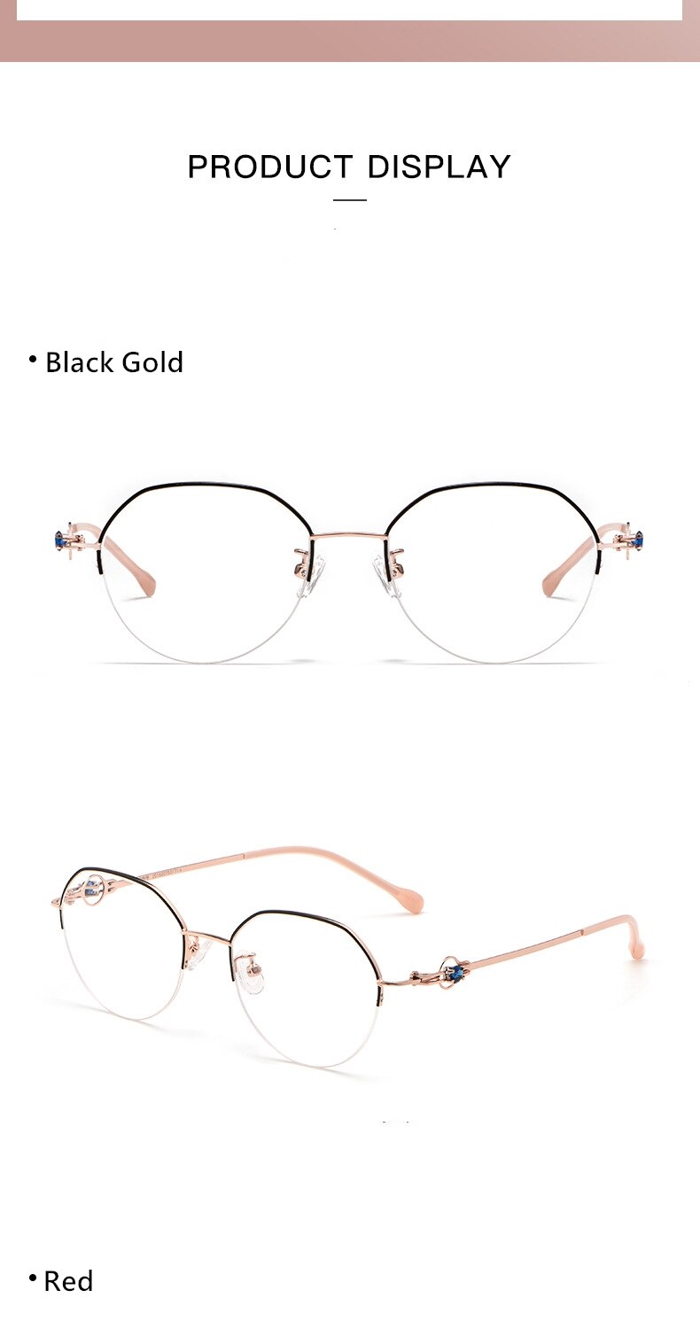 Yimaruili Unisex Semi Rim Alloy Frame Eyeglasses 8001Z Semi Rim Yimaruili Eyeglasses