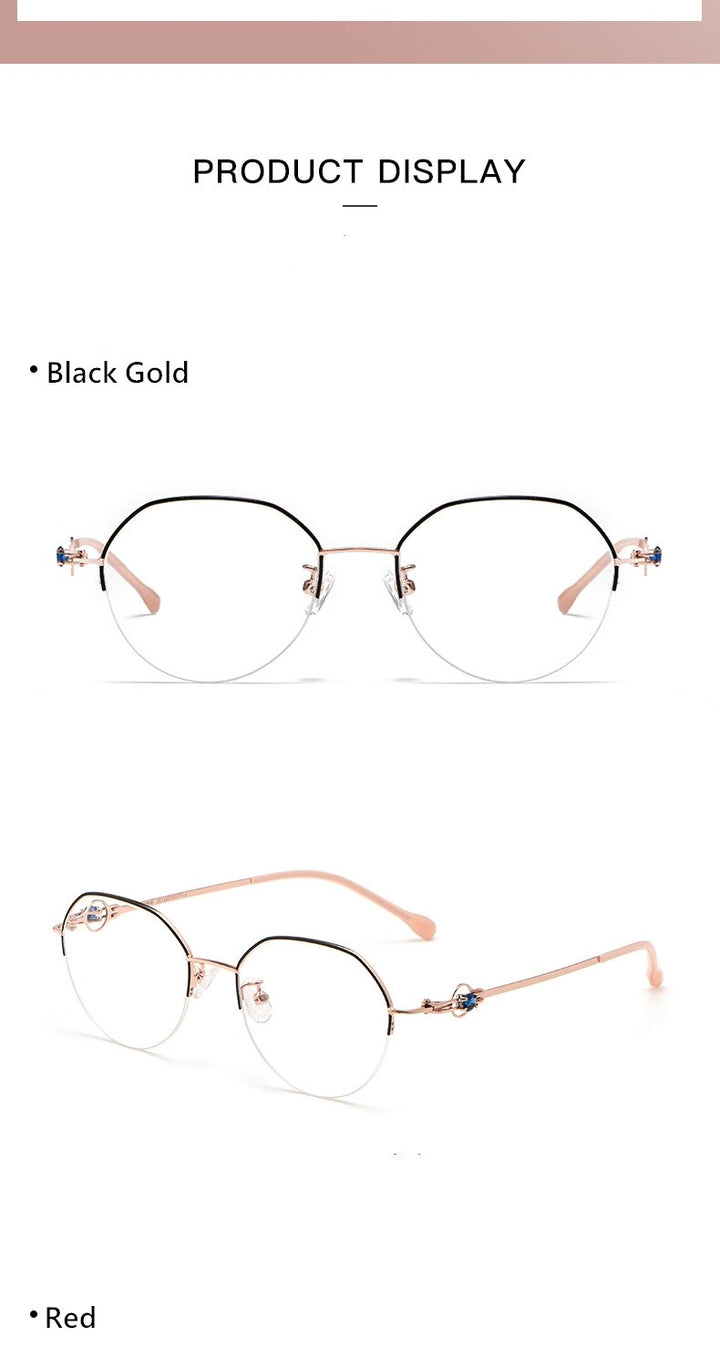 Yimaruili Unisex Semi Rim Alloy Frame Eyeglasses 8001Z Semi Rim Yimaruili Eyeglasses