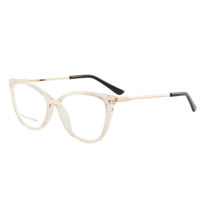 Hotony Woman's Full Rim Cat Eye TR 90 Resin Alloy Frame Eyeglasses 7008 Full Rim Hotony Yellow