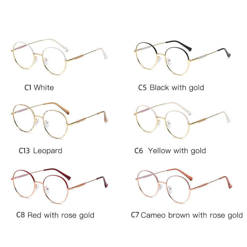 Hotony Women's Full Rim Round Alloy Frame Eyeglasses 95818 Full Rim Hotony