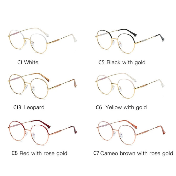 Hotony Women's Full Rim Round Alloy Frame Eyeglasses 95818 Full Rim Hotony