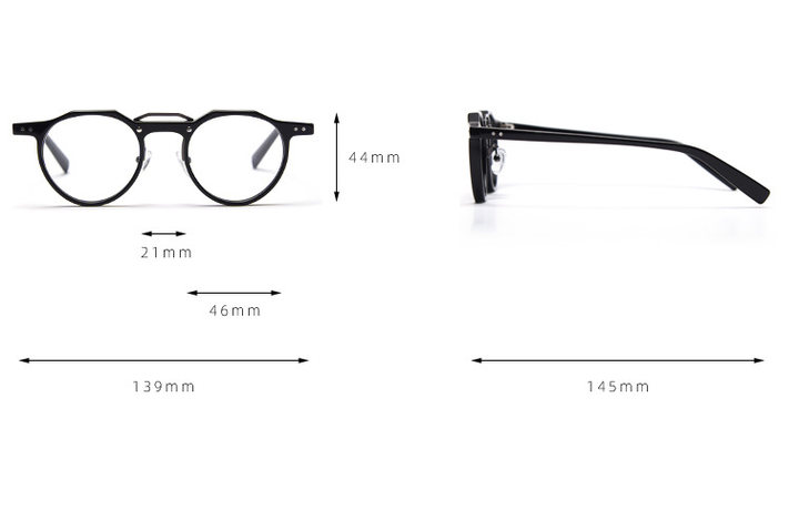 CCspace Unisex Full Rim Round Acetate Double Bridge Eyeglasses 49827 Full Rim CCspace