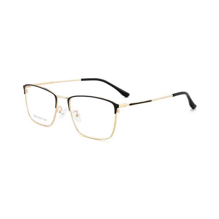 Hotochki Men's Full Rim Square Horned Acetate Alloy Eyeglasses 5059 Full Rim Hotochki Gold