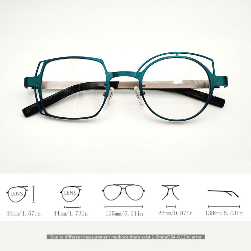 Yujo Unisex Full Rim Round Square Alloy Eyeglasses 811010 Full Rim Yujo