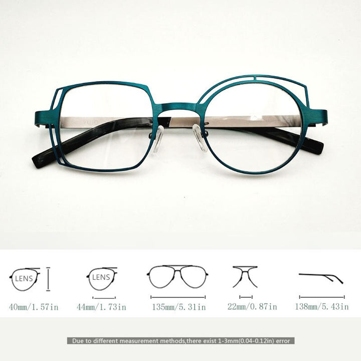 Yujo Unisex Full Rim Round Square Alloy Eyeglasses 811010 Full Rim Yujo