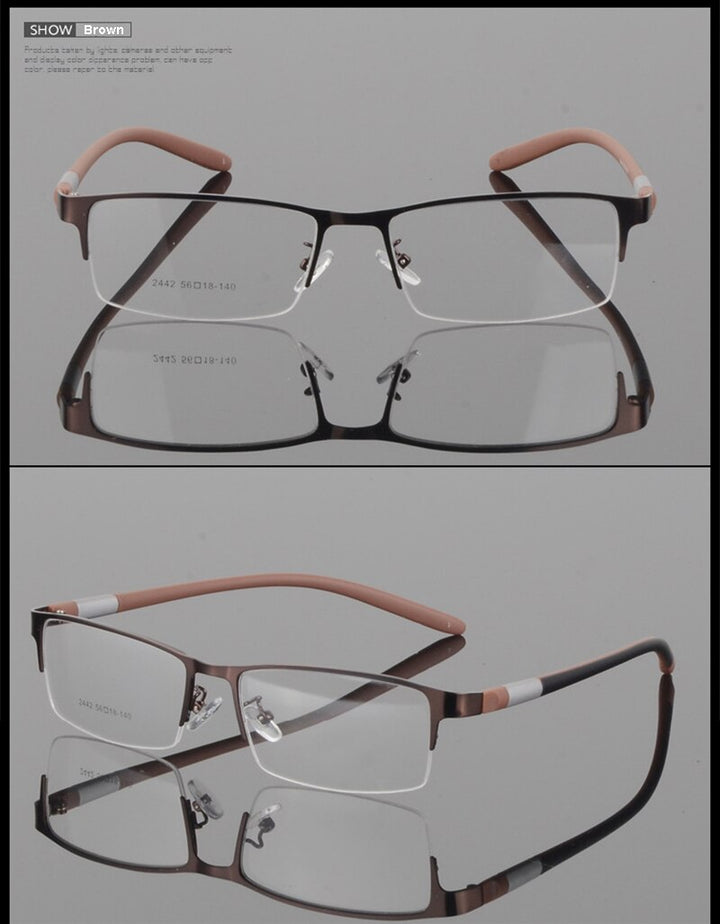 Hotony Unisex Semi Rim Alloy Frame TR 90 Temple Eyeglasses 2242 Semi Rim Hotony