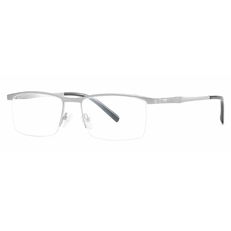 Hotony Unisex Semi Rim Square Alloy Frame Eyeglasses 6303 Semi Rim Hotony Silver