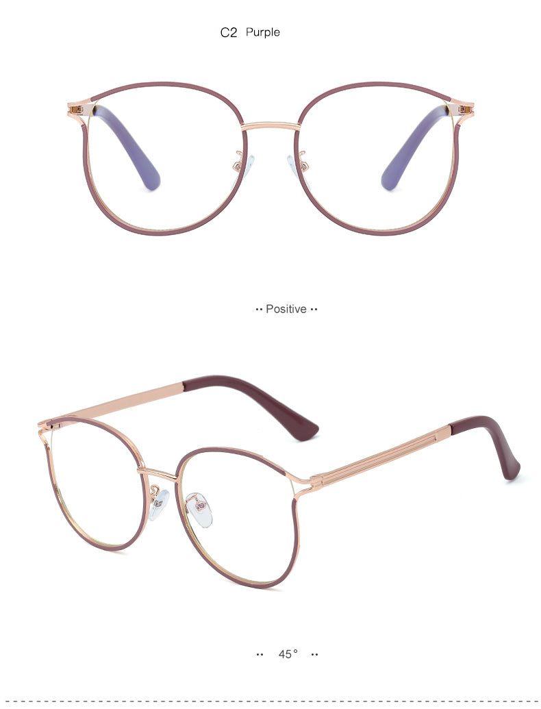 Hotony Women's Full Rim Round Cat Eye TR 90 Alloy Frame Eyeglasses 95785 Full Rim Hotony