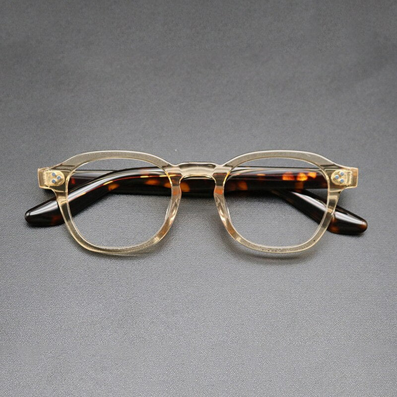 Gatenac Unisex Full Rim Square Acetate Frame Eyeglasses Gxyj684 Full Rim Gatenac Yellow