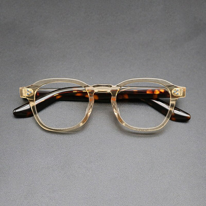 Gatenac Unisex Full Rim Square Acetate Frame Eyeglasses Gxyj684 Full Rim Gatenac Yellow