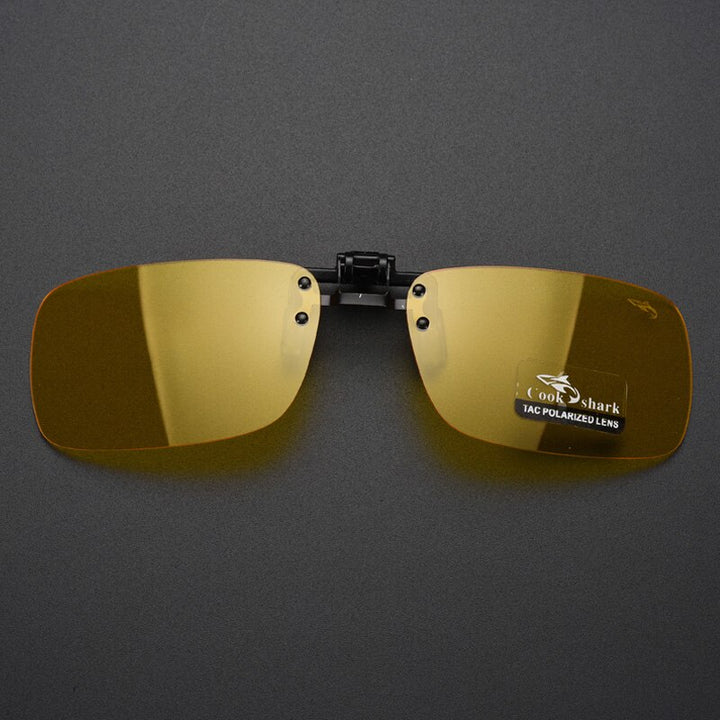 Cook Shark Polarized Men's Sunglasses Clip Driving Glasses Clip Driving Uv Sunglasses Cook Shark Gold China Black