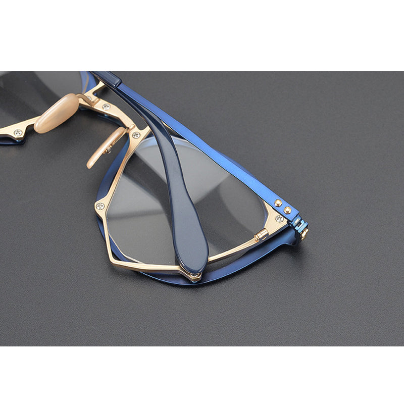 Gatenac Unisex Full Rim Triangle Alloy Frame Eyeglasses Gxyj535 Full Rim Gatenac