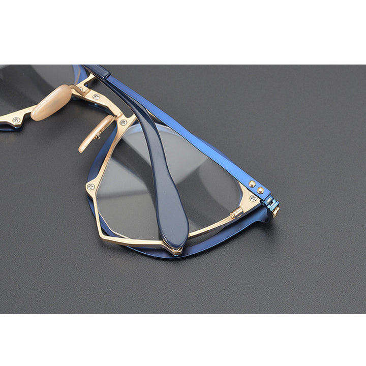 Gatenac Unisex Full Rim Triangle Alloy Frame Eyeglasses Gxyj535 Full Rim Gatenac