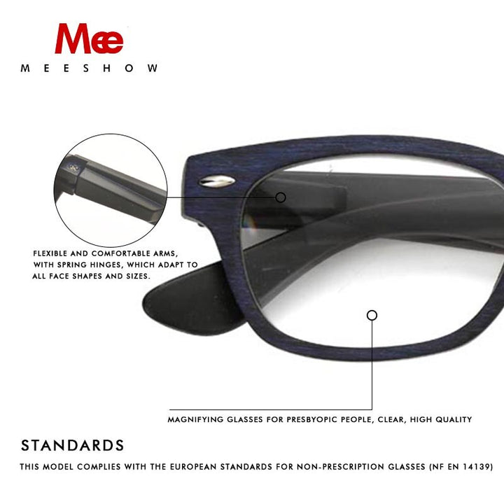 Meeshow Men's Full Rim Square Polycarbonate Reading Glasses 1512 Reading Glasses Meeshow