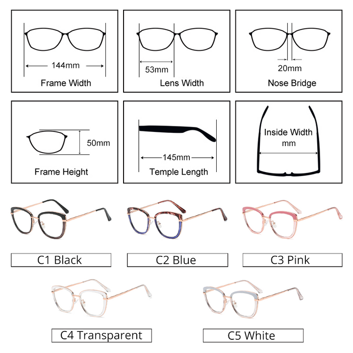 Ralferty Women's Eyeglasses Cat Eye Anti Blue Light TR90 D609 Full Rim Ralferty