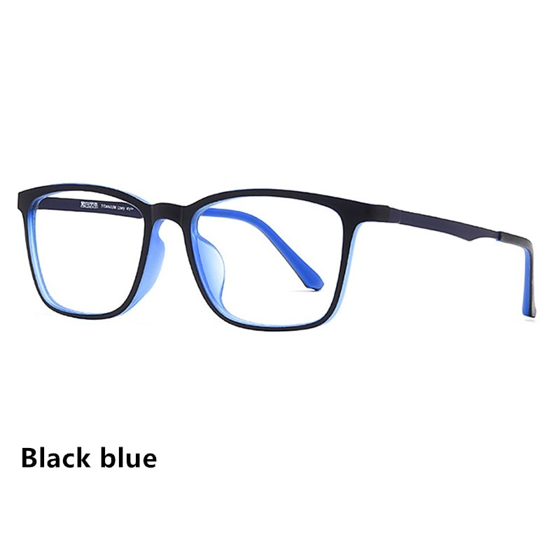 Yimaruili Men's Eyeglasses Square Full Rim Titanium Y8808 Full Rim Yimaruili Eyeglasses Black Blue