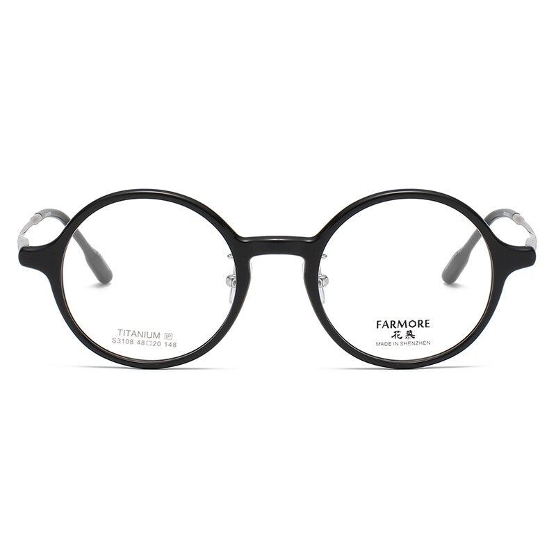 Reven Jate Unisex Full Rim Round Acetate Titanium Eyeglasses S3108 Full Rim Reven Jate