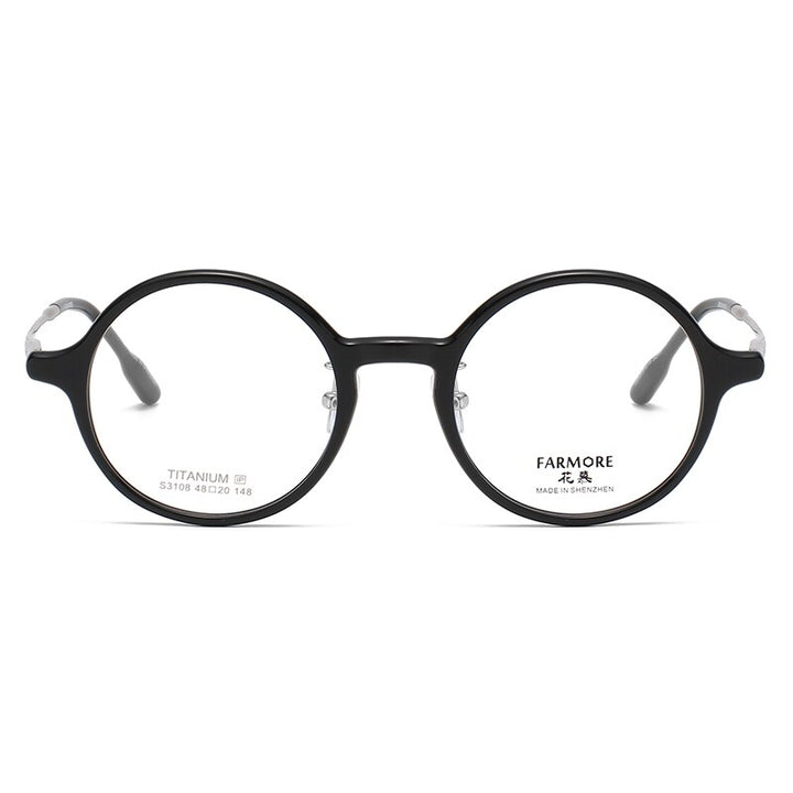 Reven Jate Unisex Full Rim Round Acetate Titanium Eyeglasses S3108 Full Rim Reven Jate