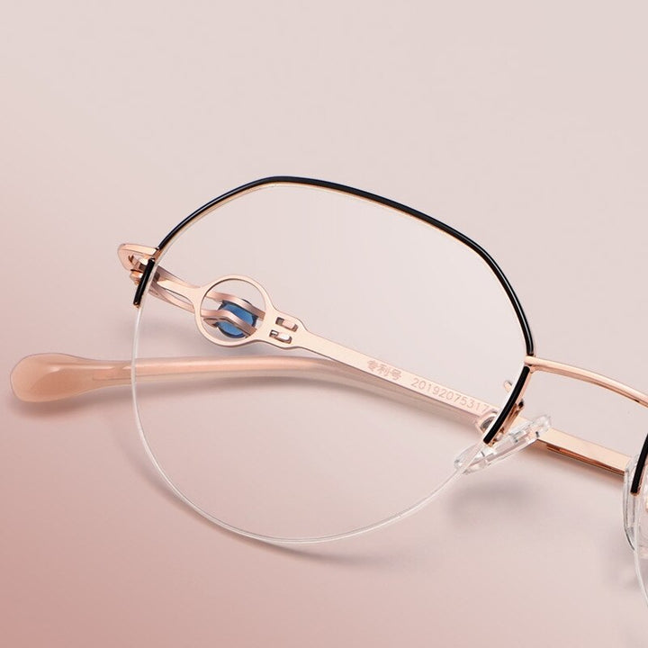 Yimaruili Unisex Semi Rim Alloy Frame Eyeglasses 8001Z Semi Rim Yimaruili Eyeglasses