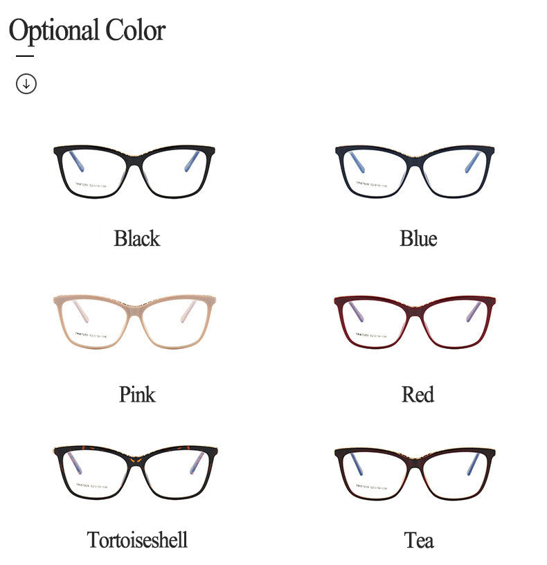Hotony Woman's Full Rim Square TR 90 Resin Alloy Frame Eyeglasses 7009 Full Rim Hotony