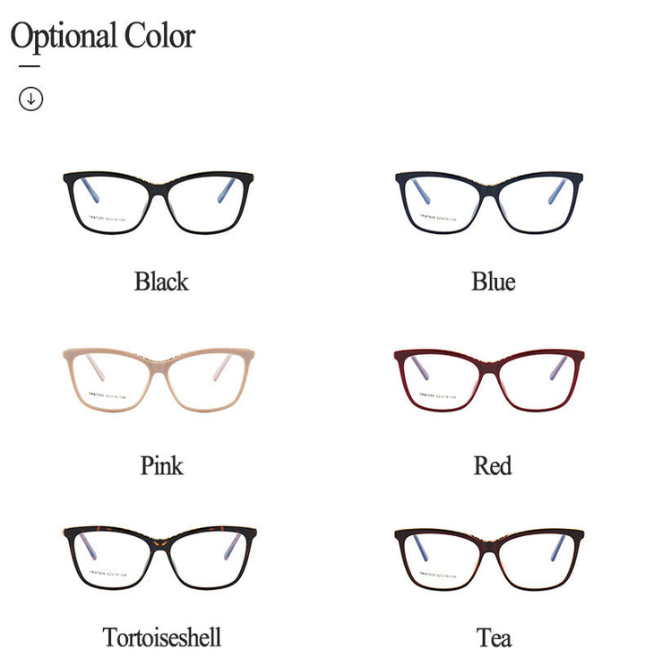 Hotony Woman's Full Rim Square TR 90 Resin Alloy Frame Eyeglasses 7009 Full Rim Hotony