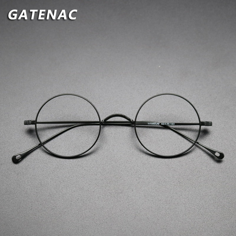 Gatenac Unisex Full Rim Round Titanium Frame Eyeglasses Gxyj573 Full Rim Gatenac