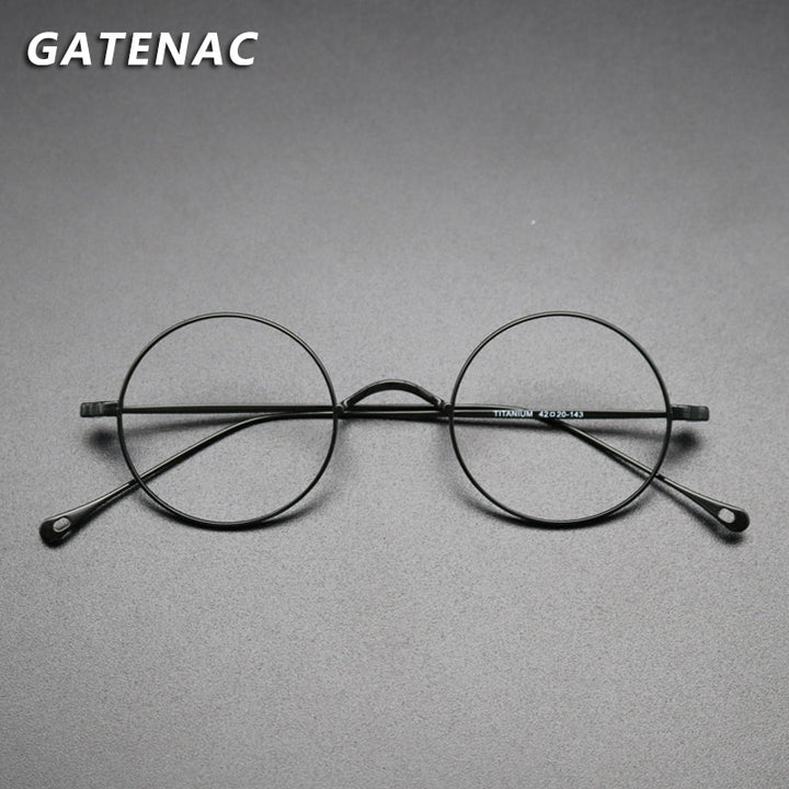 Gatenac Unisex Full Rim Round Titanium Frame Eyeglasses Gxyj573 Full Rim Gatenac