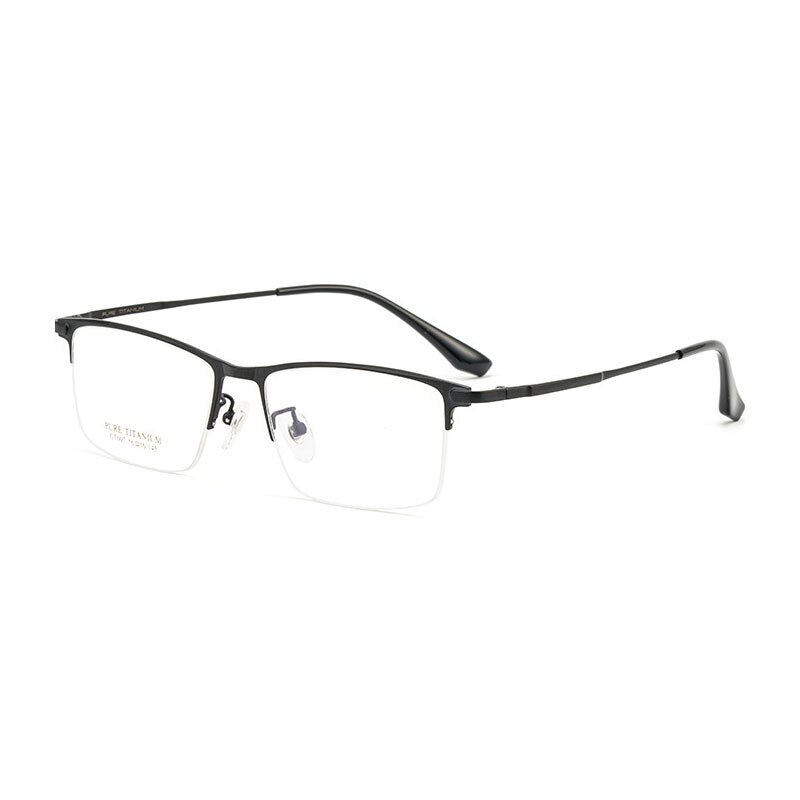 Handoer Unisex Semi Rim Square Titanium Eyeglasses Gt007 Semi Rim Handoer Black  