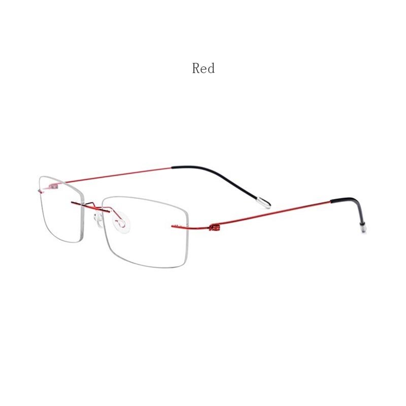 Hdcrafter Women's Rimless Rectangle Titanium Frame Eyeglasses P8361 Rimless Hdcrafter Eyeglasses red