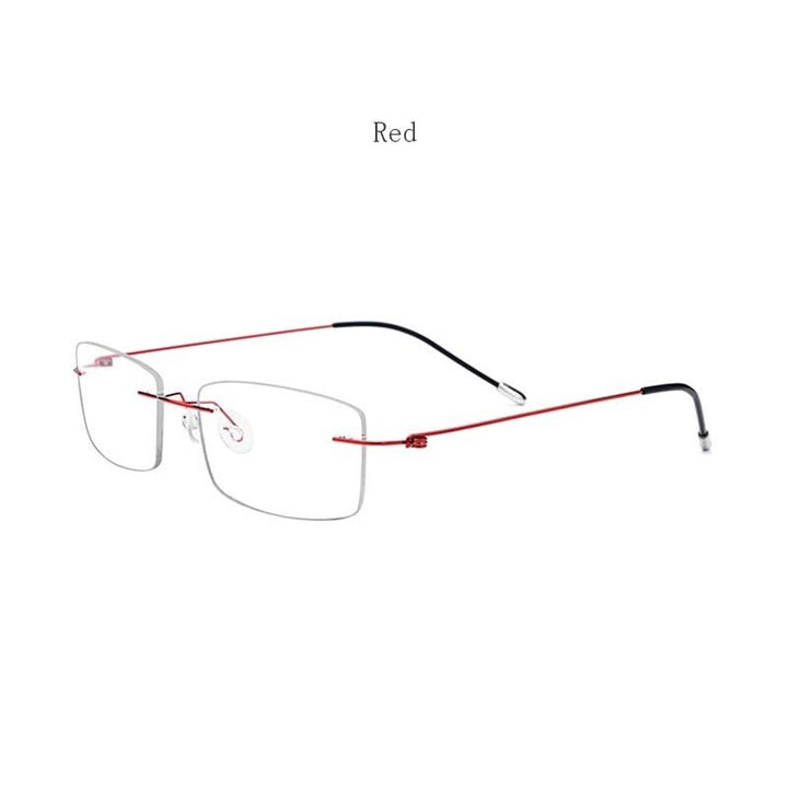 Hdcrafter Women's Rimless Rectangle Titanium Frame Eyeglasses P8361 Rimless Hdcrafter Eyeglasses red