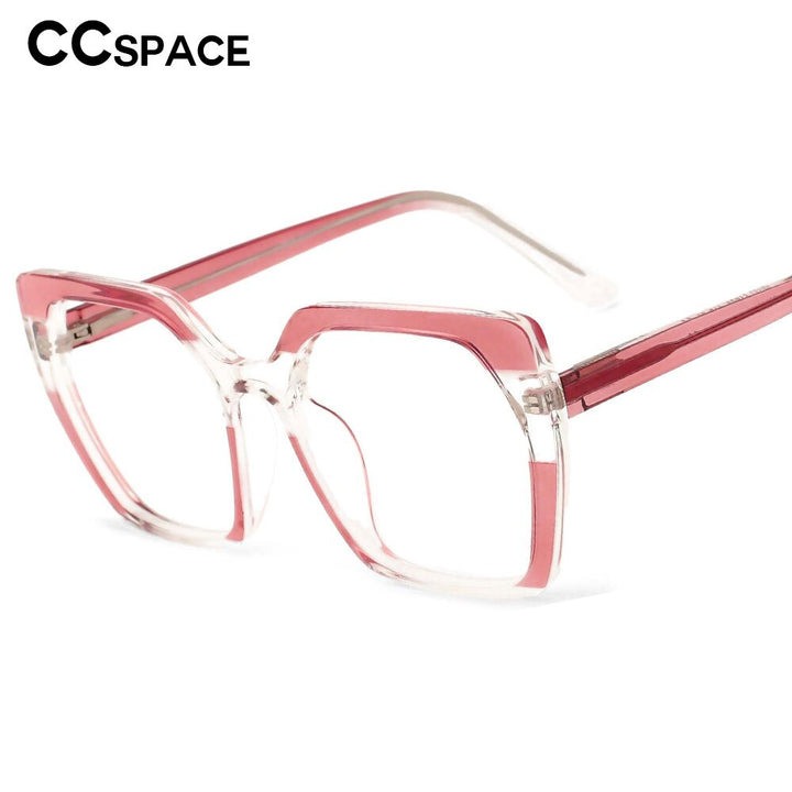 CCspace Unisex Full Rim Oversized Polygon Square Tr 90 Titanium Frame Eyeglasses 53590 Full Rim CCspace