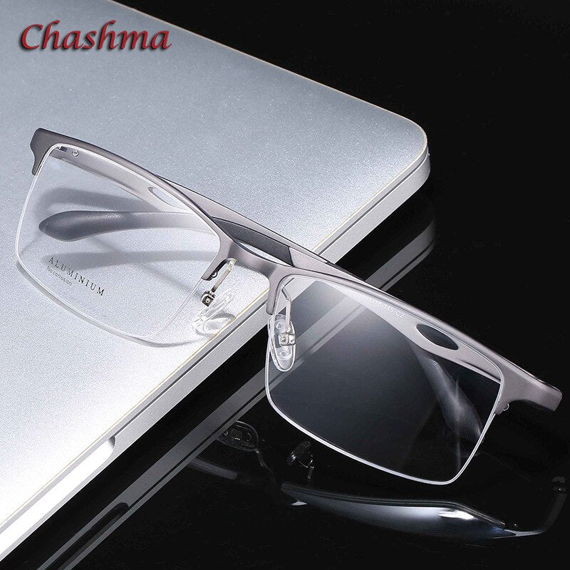 Chashma Ochki Unisex Large Semi Rim Square Aluminum Magnesium Sport Eyeglasses 6323 Semi Rim Chashma Ochki