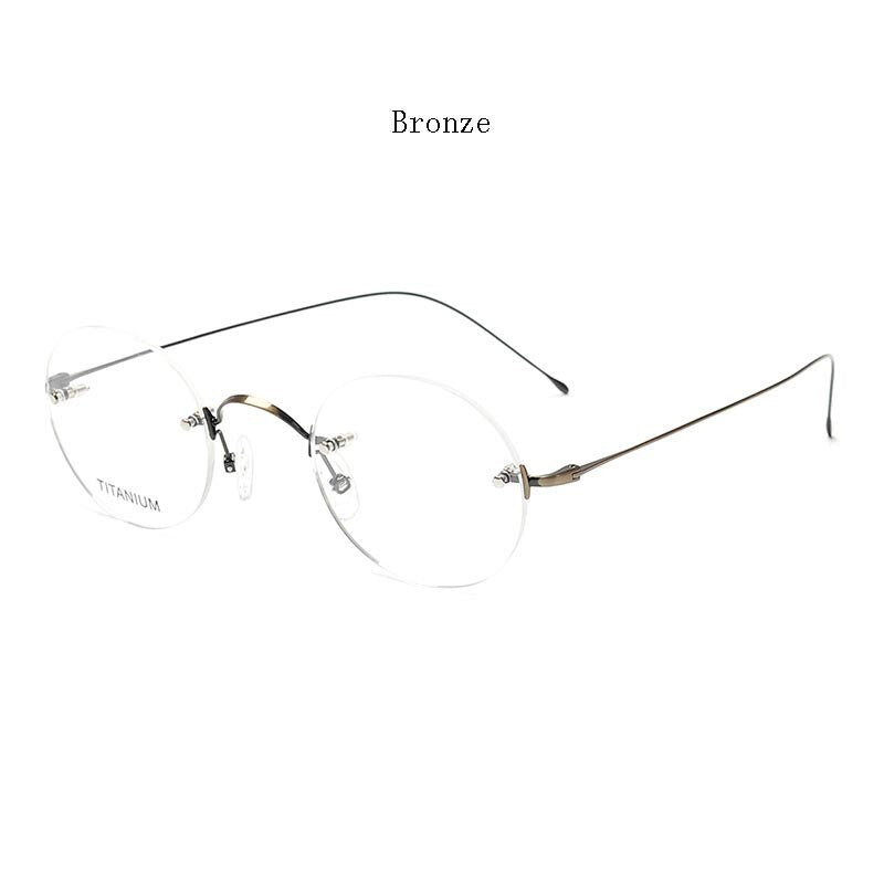 Hdcrafter Unisex Rimless Round Titanium Frame Eyeglasses 16035 Rimless Hdcrafter Eyeglasses Bronze