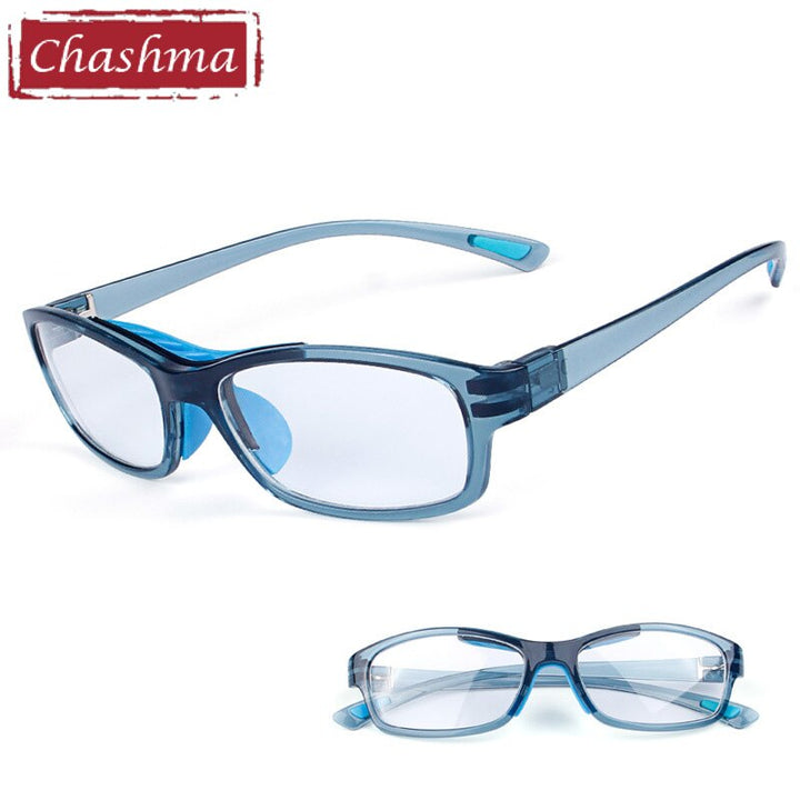 Chashma Ottica Unisex Full Rim Square Tr 90 Titanim Sport Goggle Eyeglasses 010 Full Rim Chashma Ottica Gray Blue