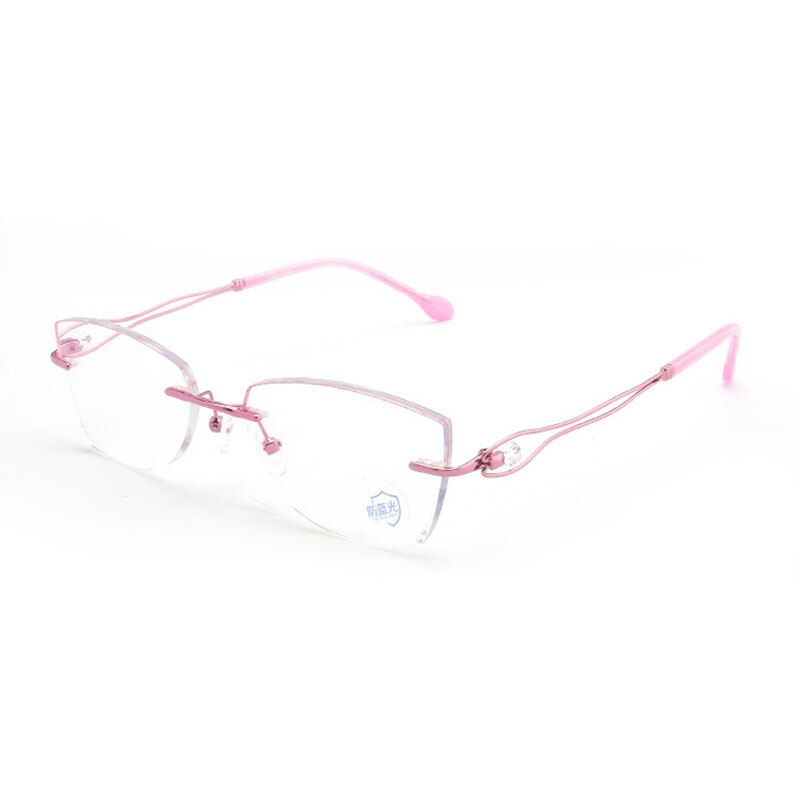Reven Jate Women's Eyeglasses Titanium Rimless Diamond Cutting 2534 Rimless Reven Jate pink