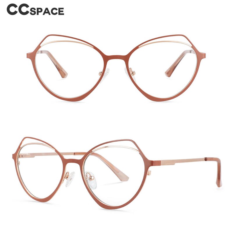 CCspace Women's Full Rim Irregular Cat Eye Alloy Frame Eyeglasses 54103 Full Rim CCspace