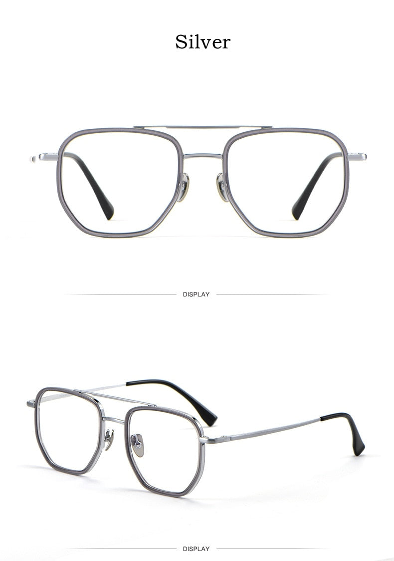 Yimaruili Unisex Full Rim Double Bridge β Titanium Frame Eyeglasses L1361 Full Rim Yimaruili Eyeglasses