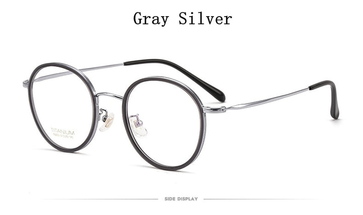 Yimaruili Unisex Full Rim Elastic β Titanium Round Frame Eyeglasses T6053 Full Rim Yimaruili Eyeglasses