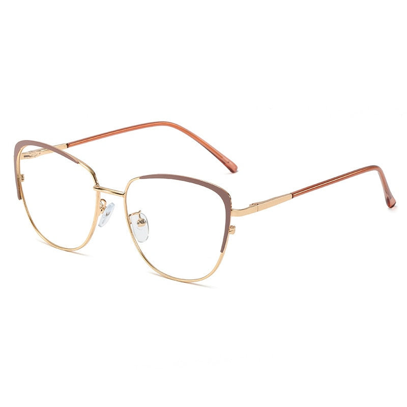 CCspace Unisex Full Rim Cat Eye Alloy Frame Eyeglasses 48183 Full Rim CCspace C1brown