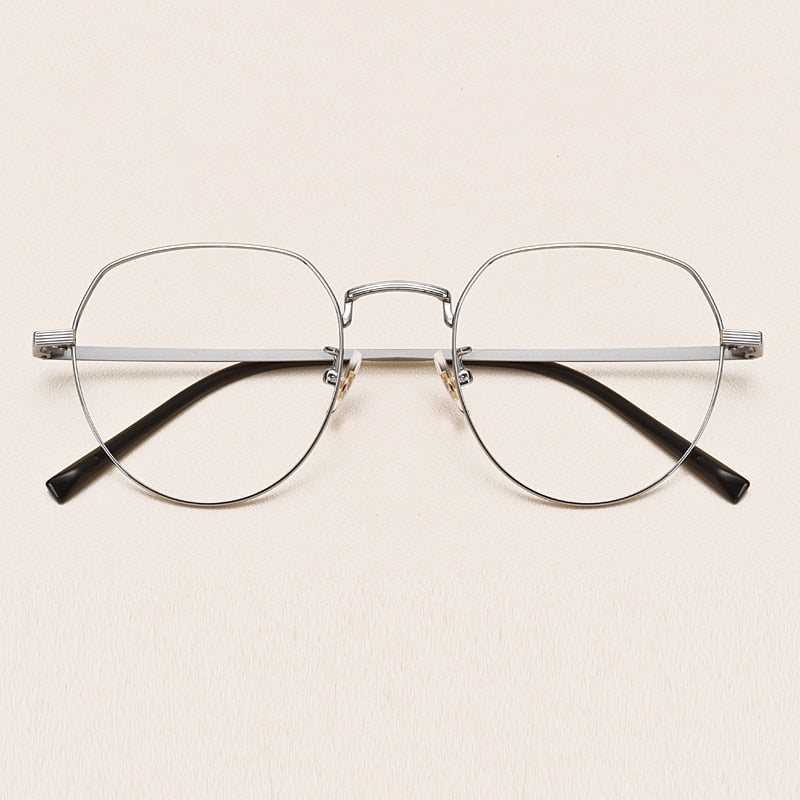 Yimaruili Unisex Full Rim Round Titanium Frame Eyeglasses 1901 Full Rim Yimaruili Eyeglasses Silver