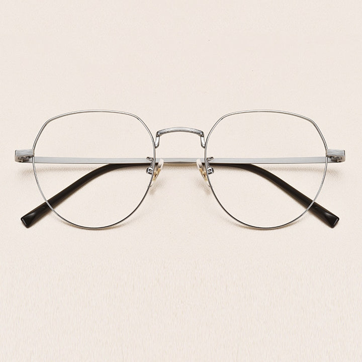 Yimaruili Unisex Full Rim Round Titanium Frame Eyeglasses 1901 Full Rim Yimaruili Eyeglasses Silver