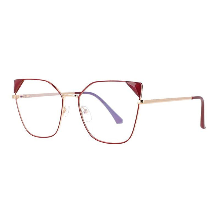 CCspace Women's Full Rim Cat Eye Acetate Alloy Frame Eyeglasses 53143 Full Rim CCspace Red