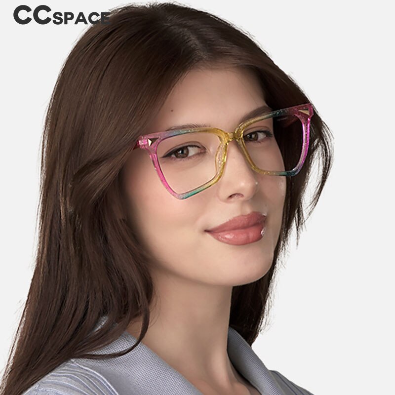 CCspace Women's Full Rim Oversized Square Tr 90 Titanium Frame Eyeglasses  53838 Full Rim CCspace