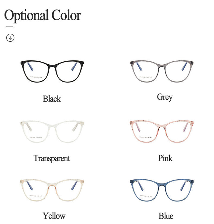 Hotony Women's Full Rim TR 90 Resin Round Cat Eye Frame Eyeglasses 7010 Full Rim Hotony