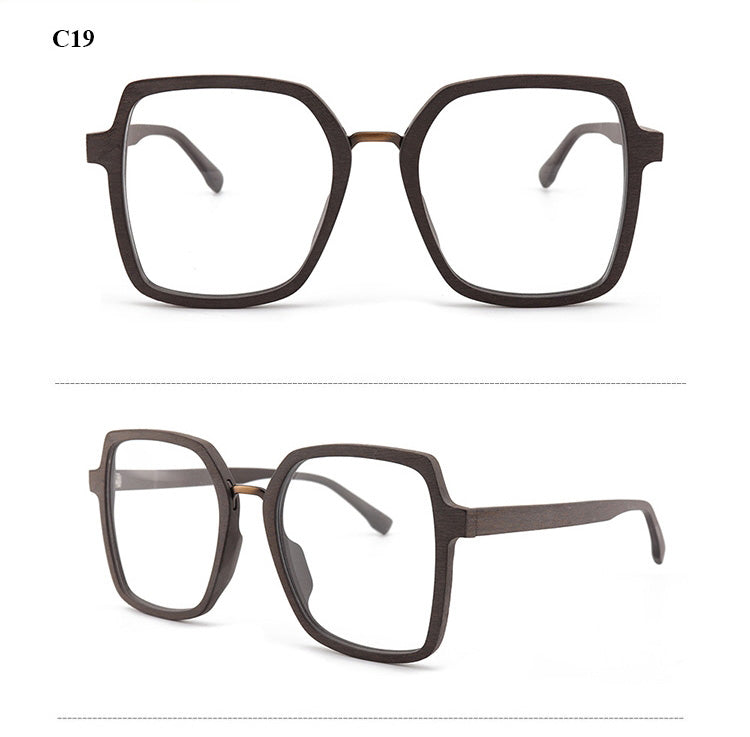 Hdcrafter Unisex Full Rim Polygonal Wood Frame Eyeglasses 6109 Full Rim Hdcrafter Eyeglasses