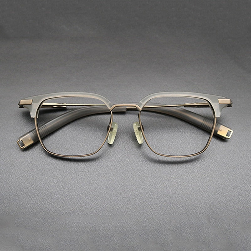 Gatenac Unisex Full Rim Square Titanium Acetate Frame Eyeglasses Gxyj669 Full Rim Gatenac Gray