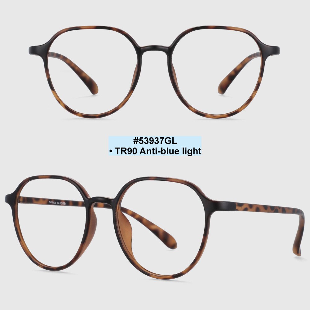 CCspace Unisex Full Rim Round Square Tr 90 Titanium Frame Eyeglasses 53937 Full Rim CCspace Leopard