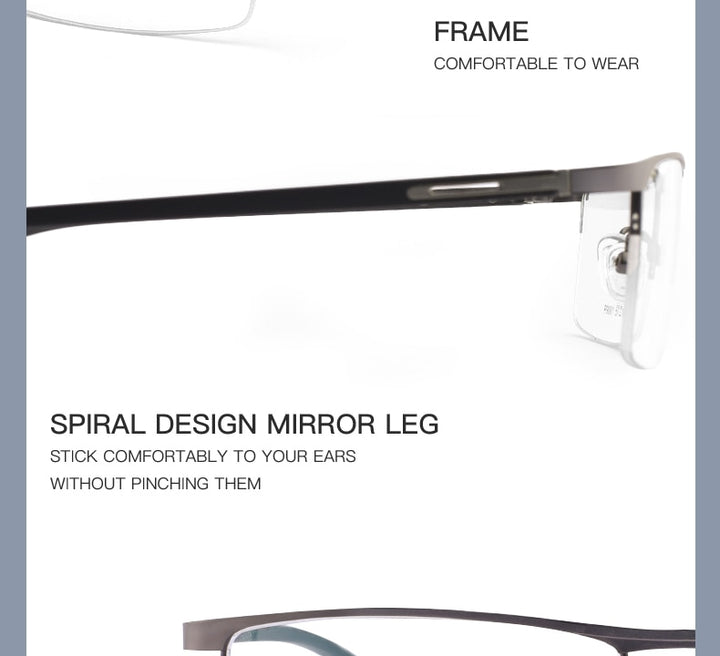 Hotochki Unisex Semi Rim Alloy Frame Eyeglasses P9001 Semi Rim Hotochki