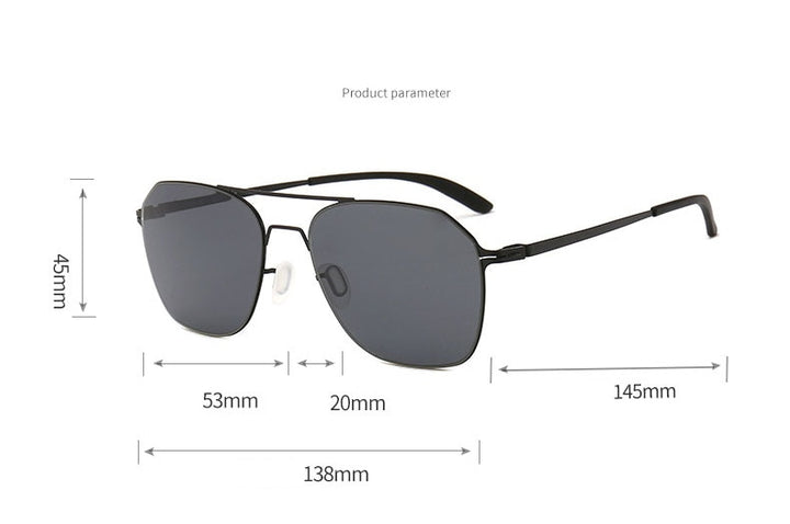 Reven Jate Men's Full Rim Square Double Bridge Alloy Polarized Sunglasses 7704 Sunglasses Reven Jate