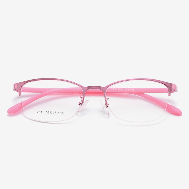 Women's Oval Optional Full/Semi Rim Titanium Alloy Eyeglasses My2515 2516 Semi Rim Bclear